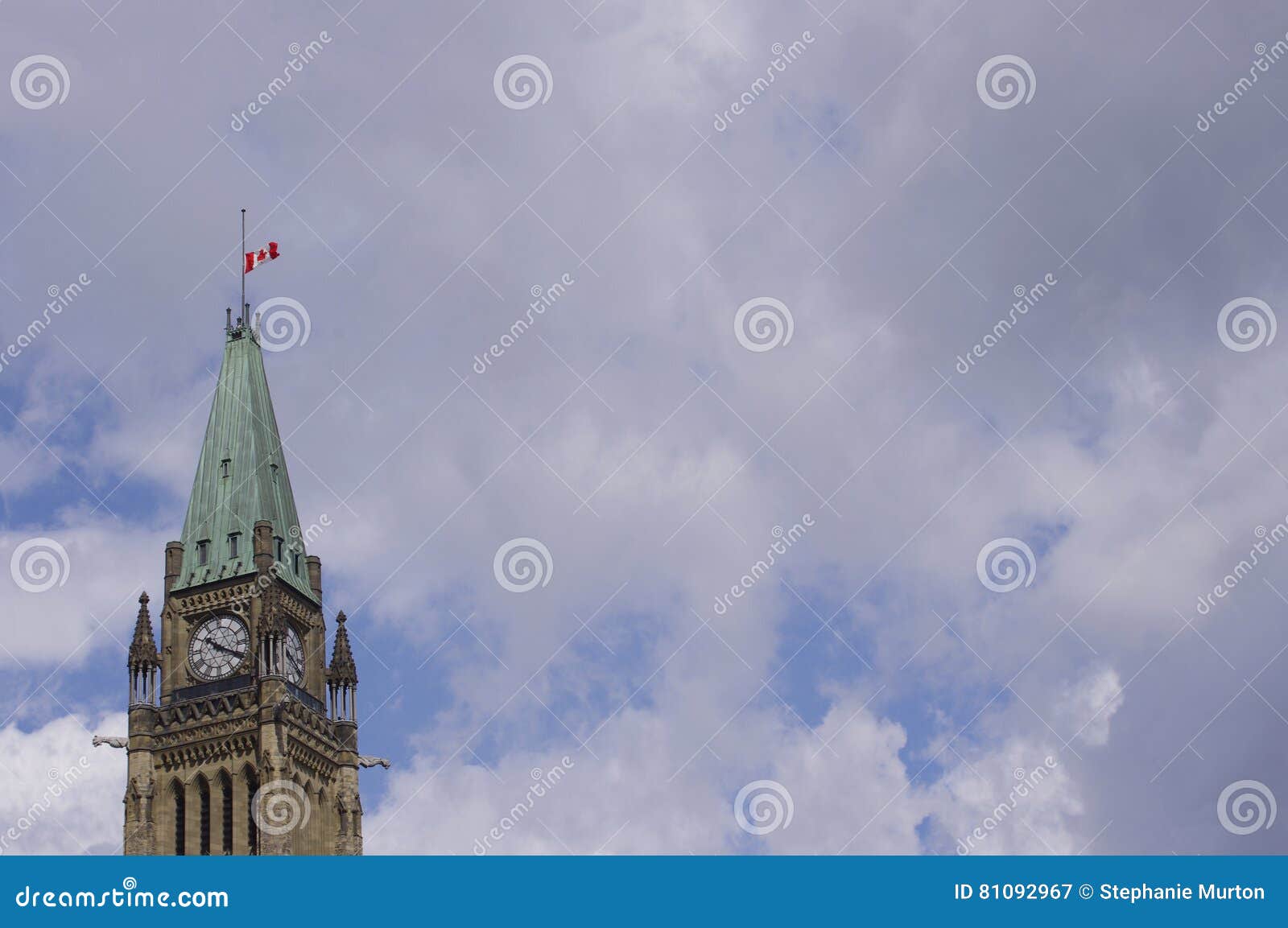 Ottawa Peace Tower Half Mast Stock Image Image of peace, hill 81092967