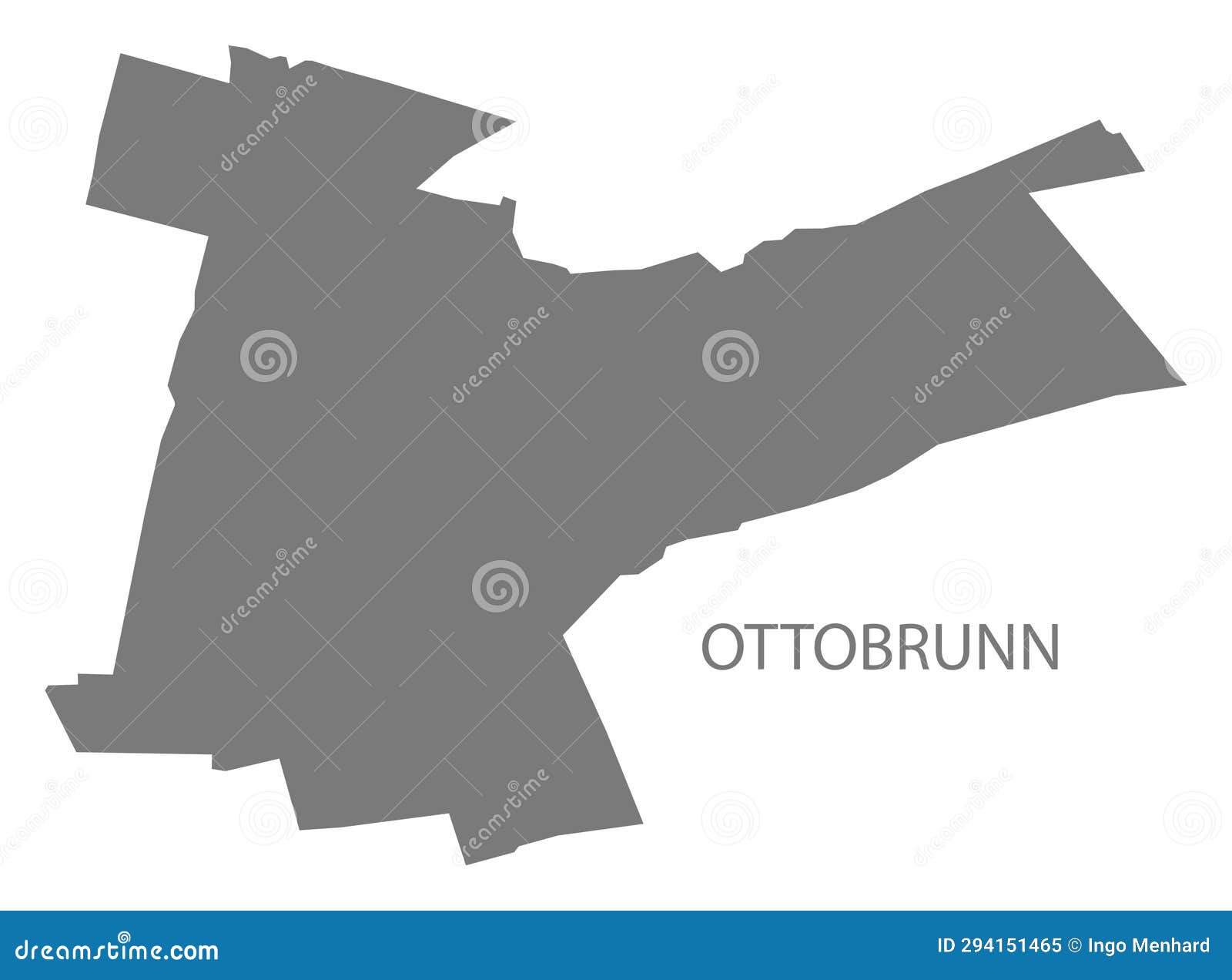 Ottobrunn German City Map Grey Illustration Silhouette Shape Stock
