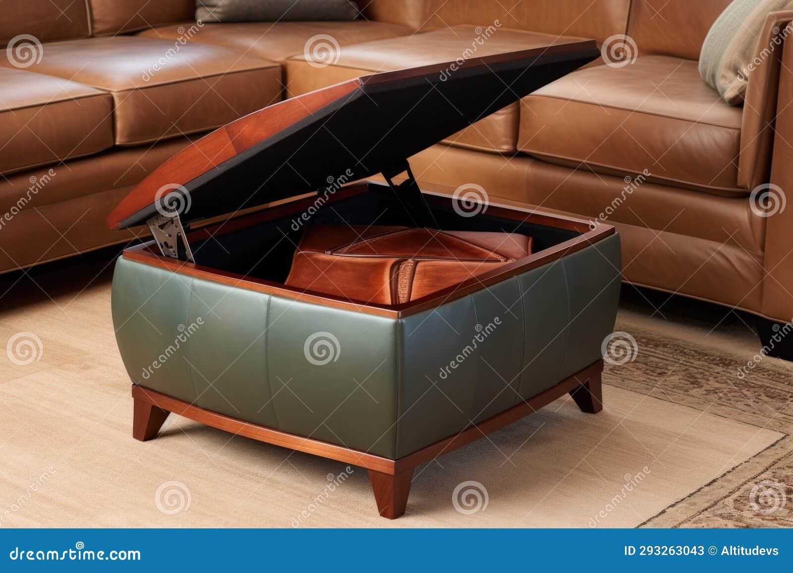 Ottoman with Hidden Storage Compartment Stock Image Image of decor