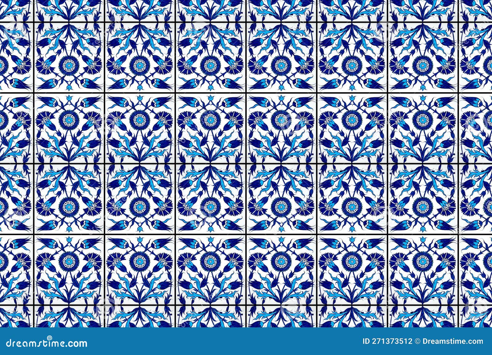 Ottoman Iznik Tiles Design With Wall And Dome For Mosques Royalty Free
