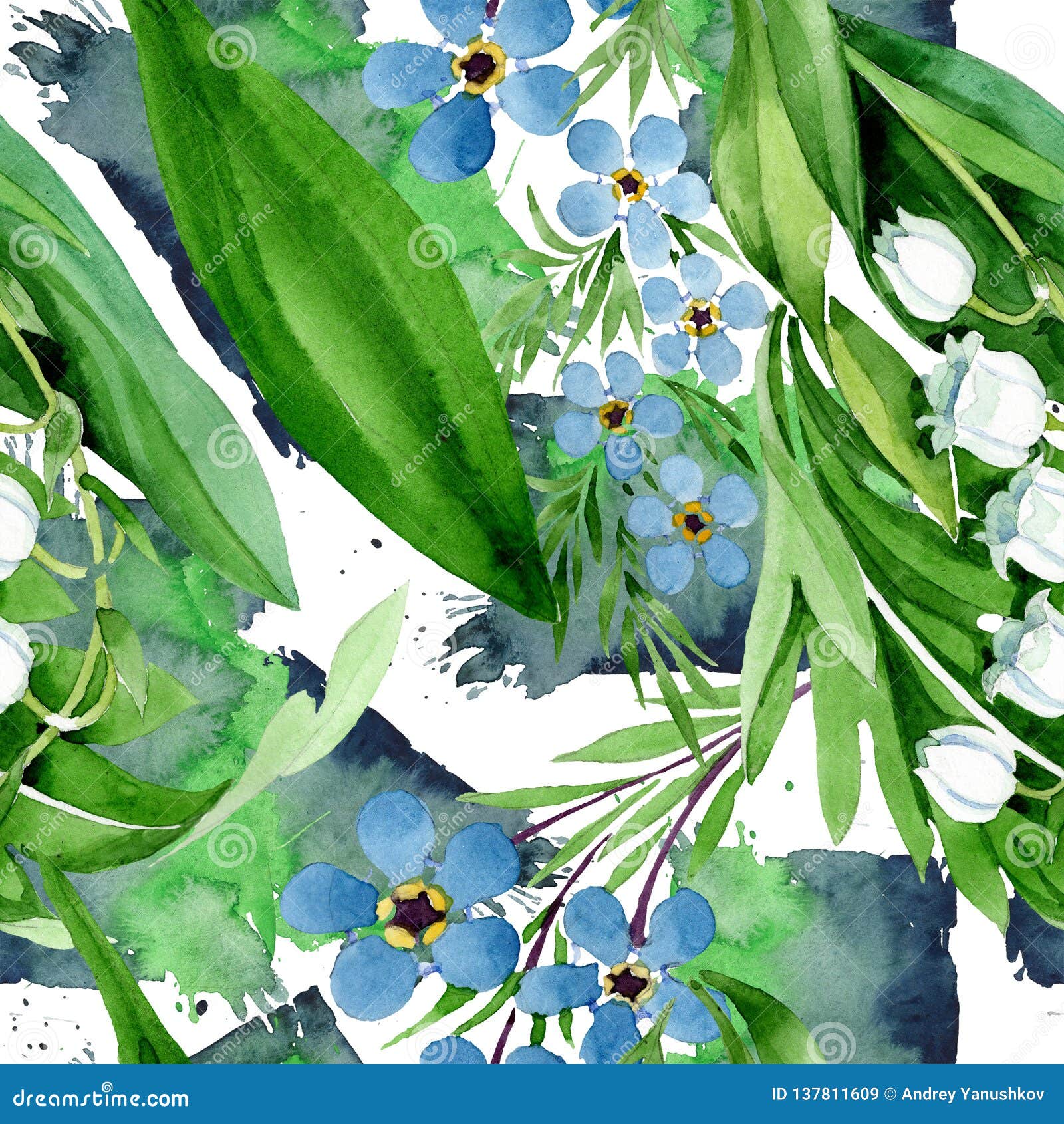 Oubliez Moi Pas Et Les Fleurs Du Muguet Ensemble D'illustration De Fond D' aquarelle Modèle Sans Couture De Fond Illustration Stock - Illustration du  floral, fleur: 137811609