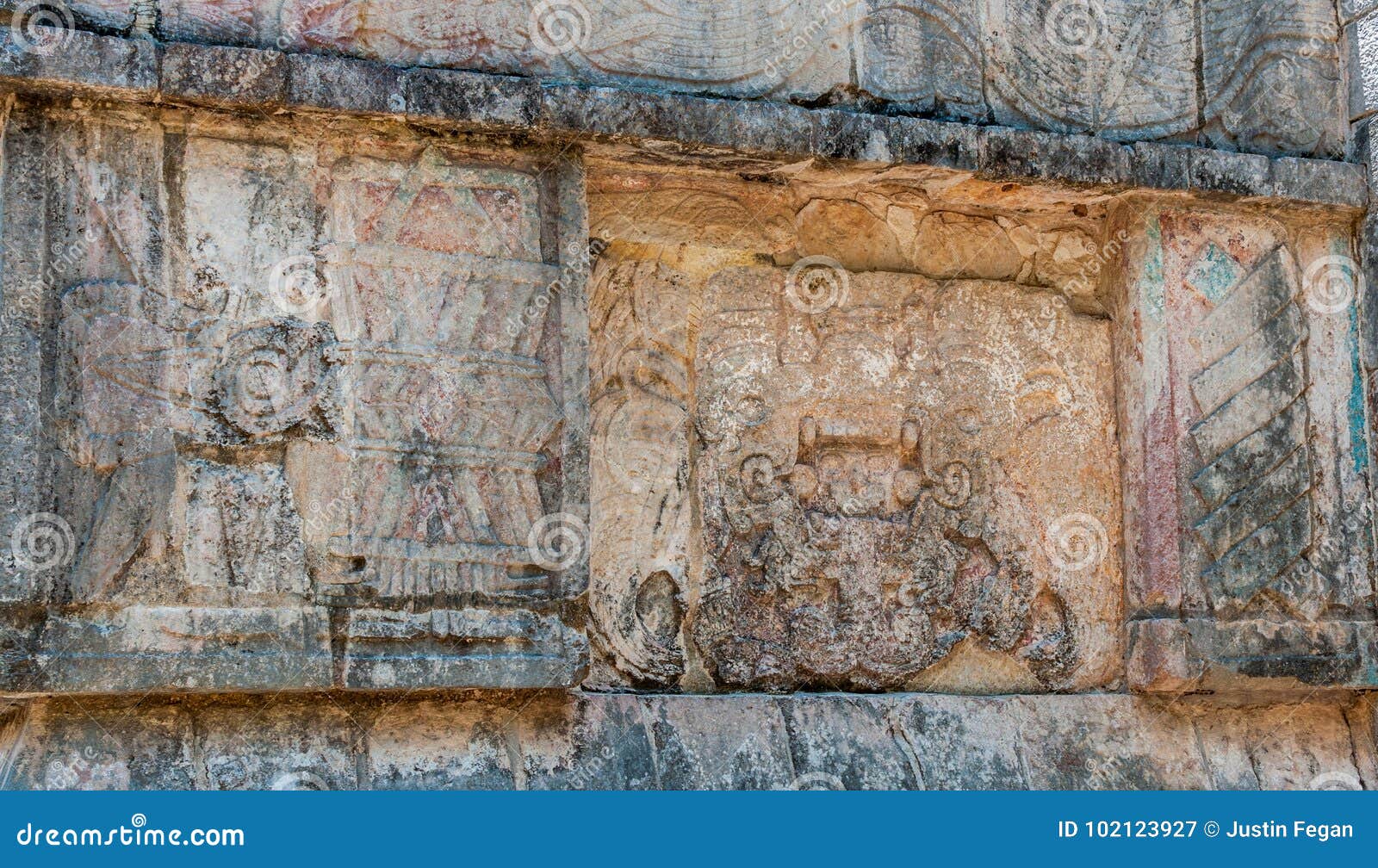 Oud Beeldhouwwerk in Chichen Itza, Yucatan, Mexico Stock Afbeelding
