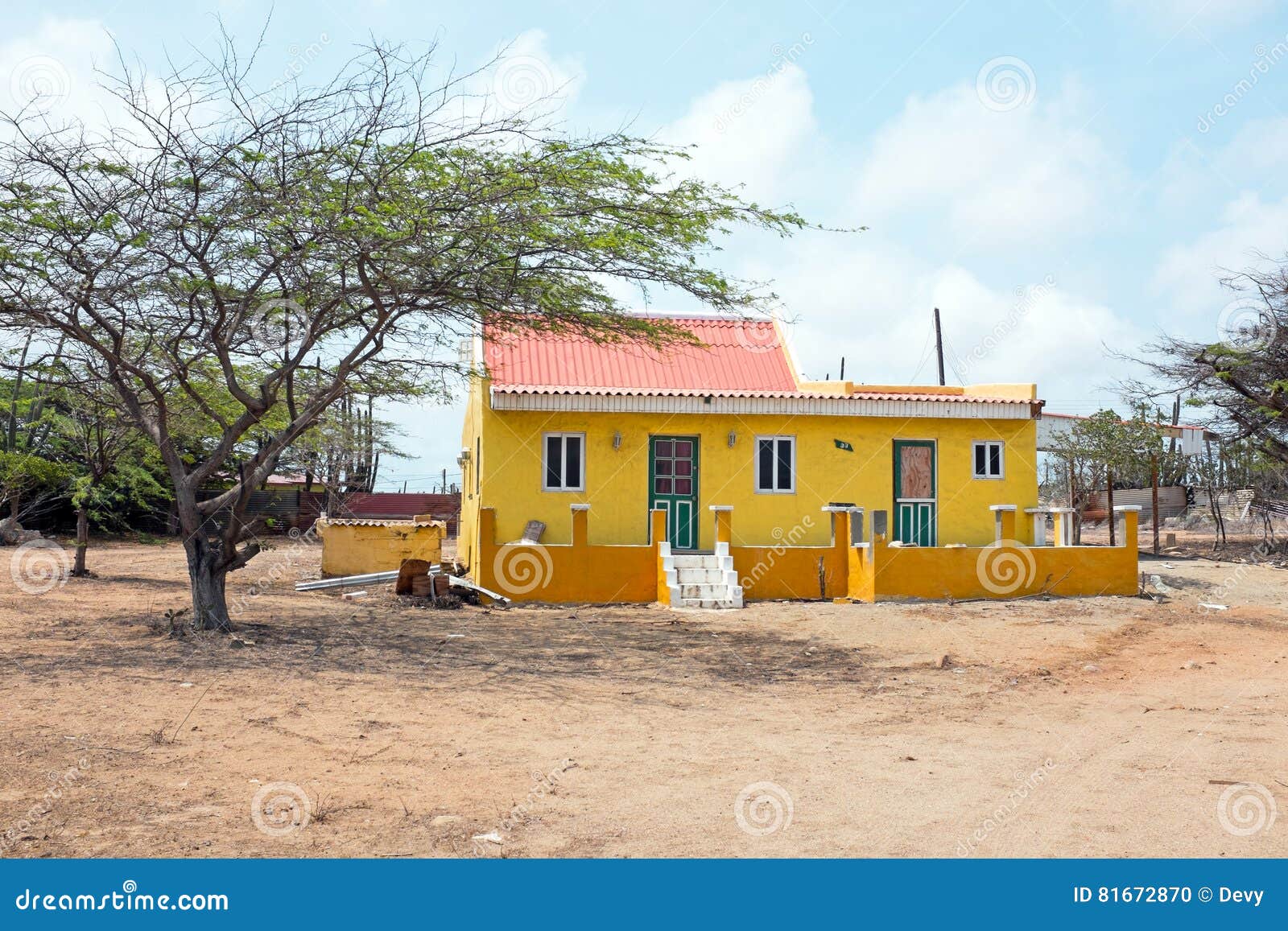 Oud Traditioneel Arubean Huis Op Het Eiland Van Aruba Stock Foto