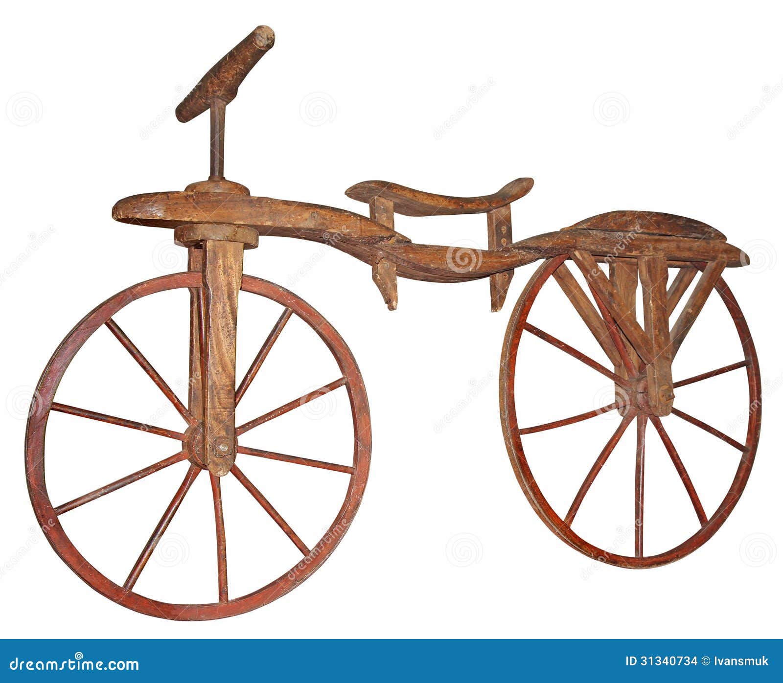 had het niet door eer halen Oude houten fiets stock foto. Image of handvatten, roestig - 31340734