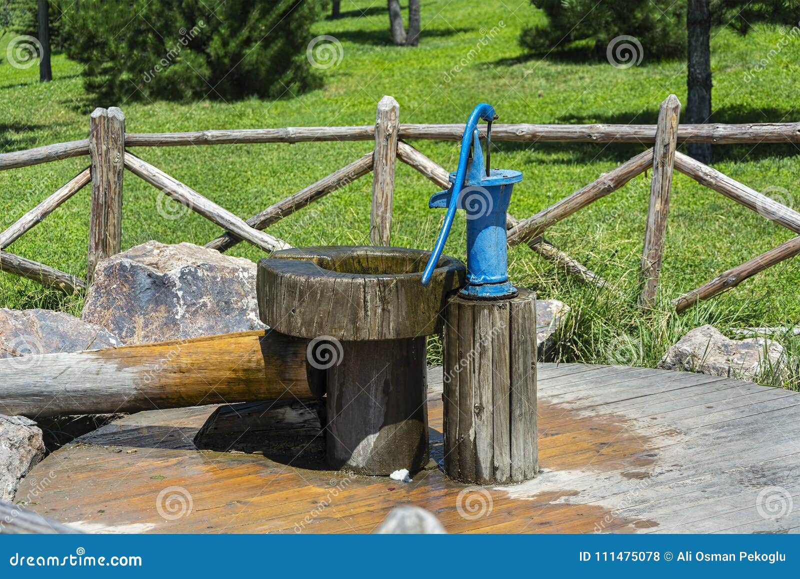 zoon Lee metriek Ouderwetse Waterpomp in Groene Tuin Stock Foto - Image of staal, gevormd:  111475078