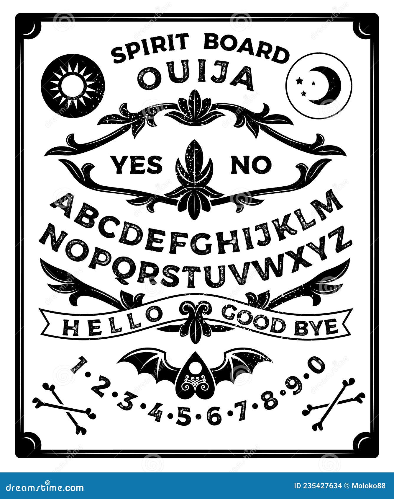 ouija board with lock heart. occultism set.  .