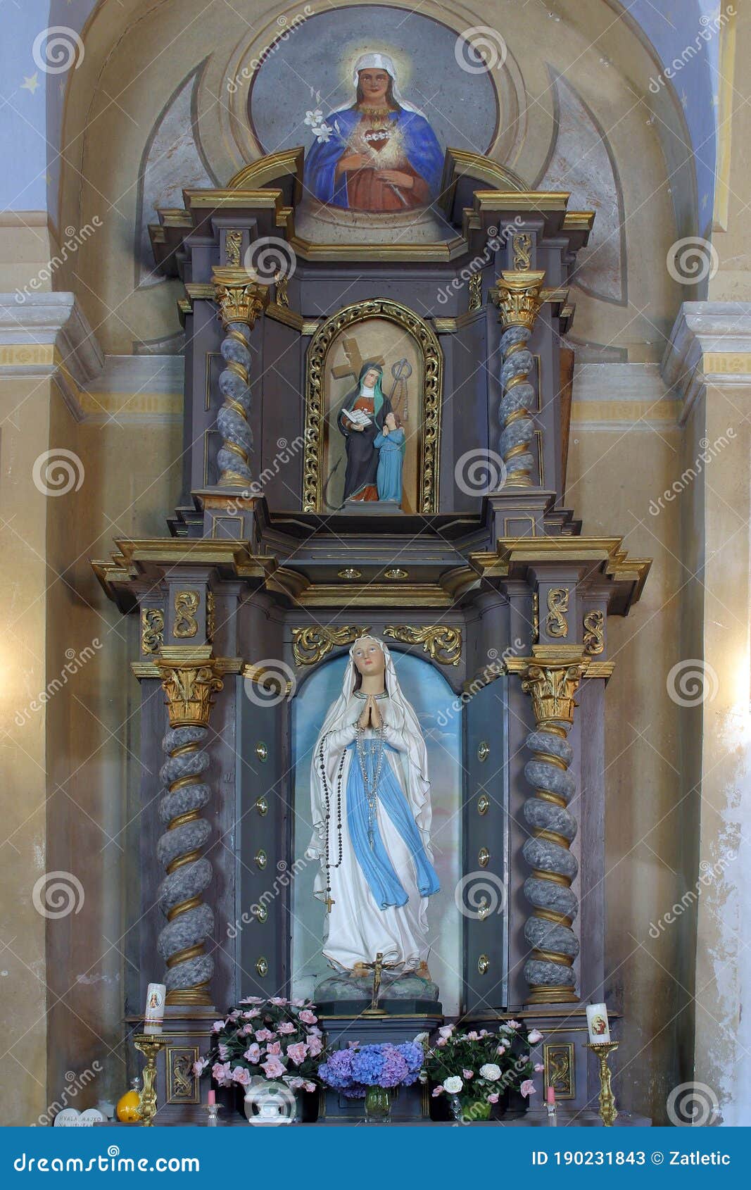 our lady of lourdes altar in the st nicholas church in bistra, croatia