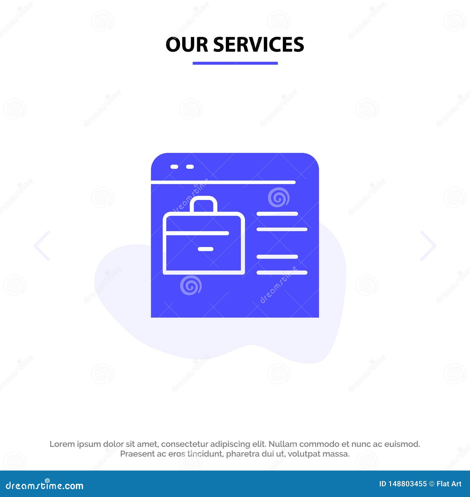 our services bag, find job, job website, online portfolio solid glyph icon web card template