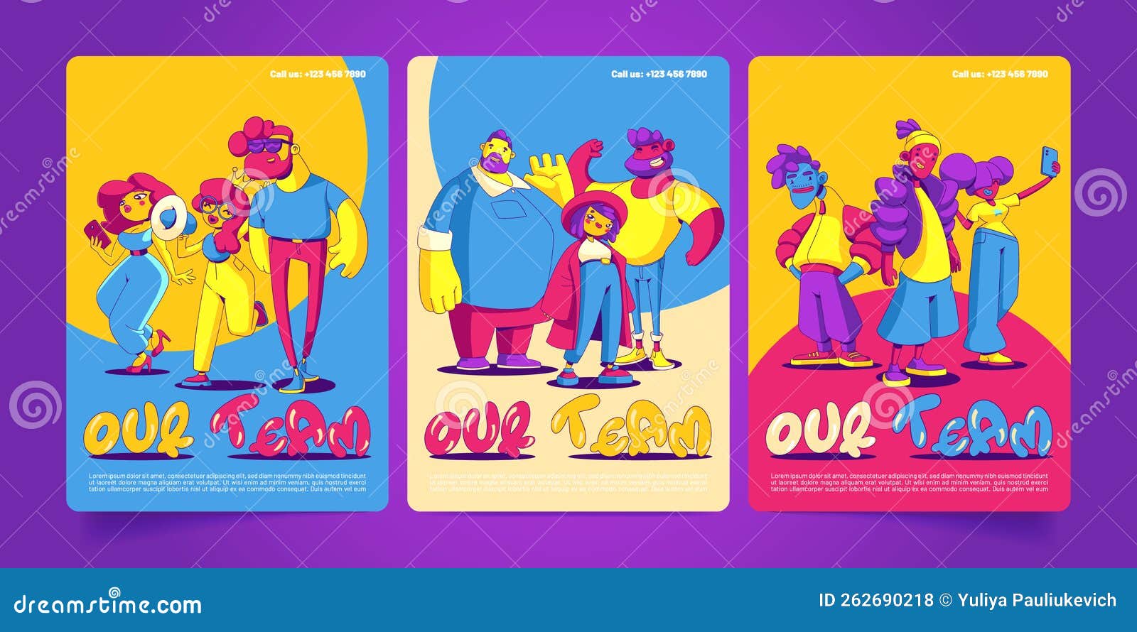 Contemporary Characters Team Work Together, Team Cartoon Vector