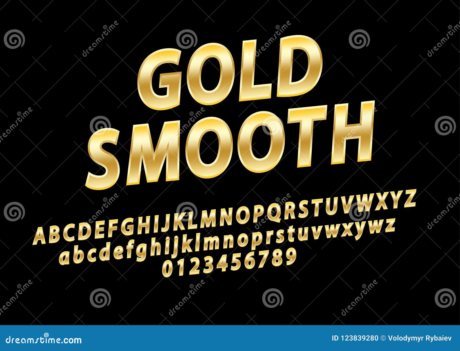 Vector Chic Sign Show Time Golden Font Letras Números Alfabeto