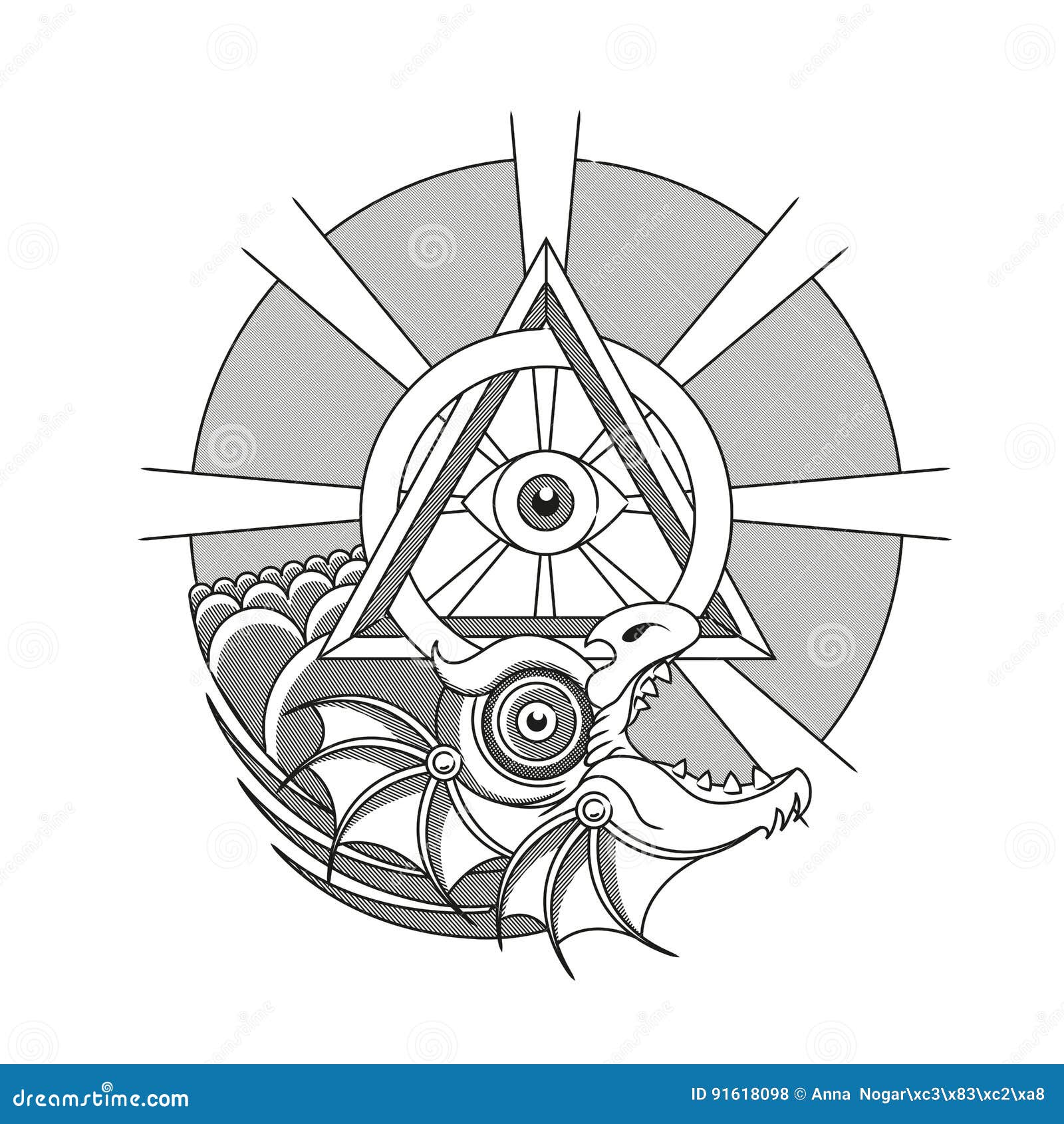 Ouroboros, Dragon tattoo stock vector. Illustration of ...