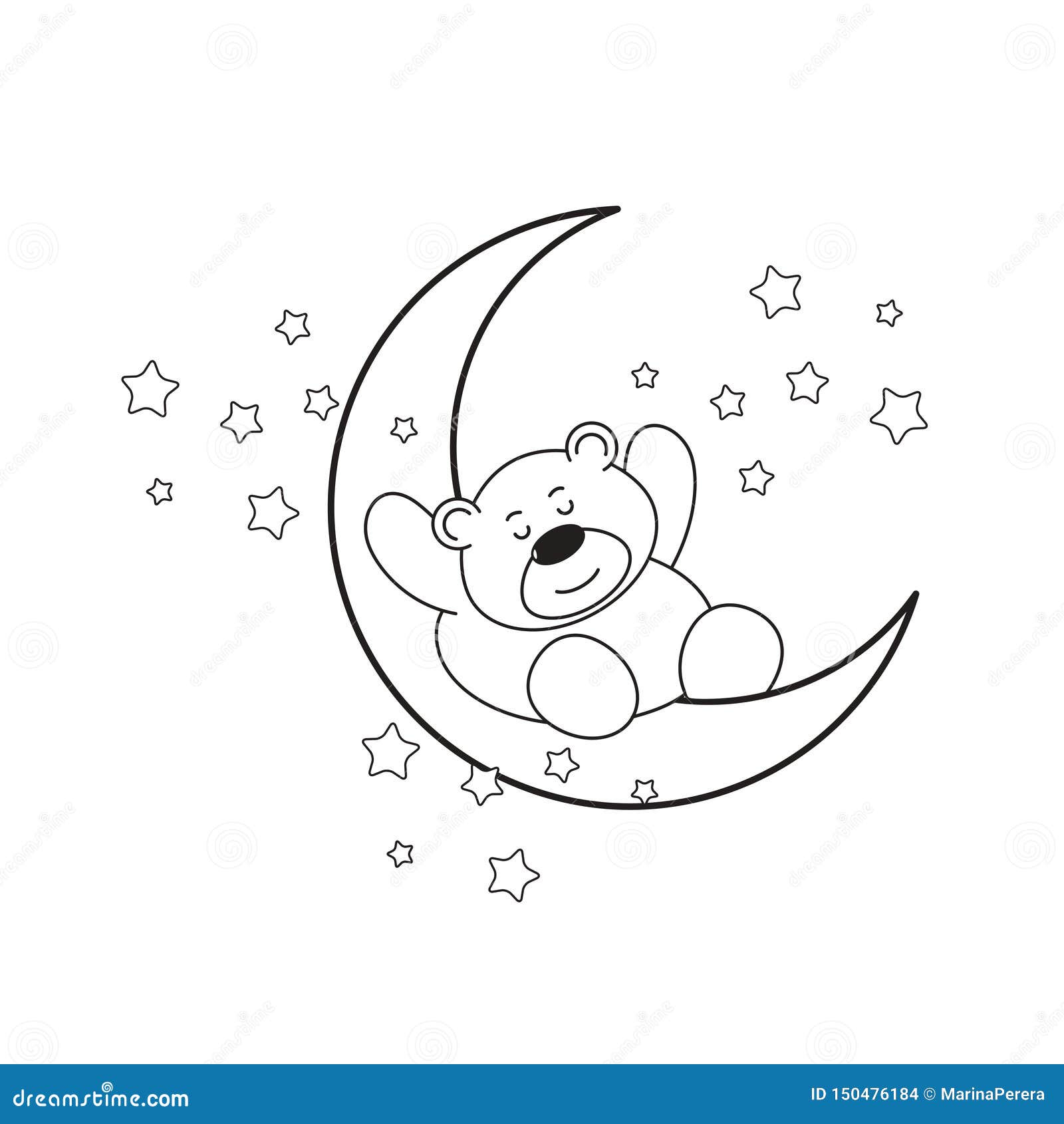 Ours Mignon Noir Et Blanc De Bebe Dormant Sur Le Croissant Illustration De Vecteur Illustration Du Fourrure Annonce