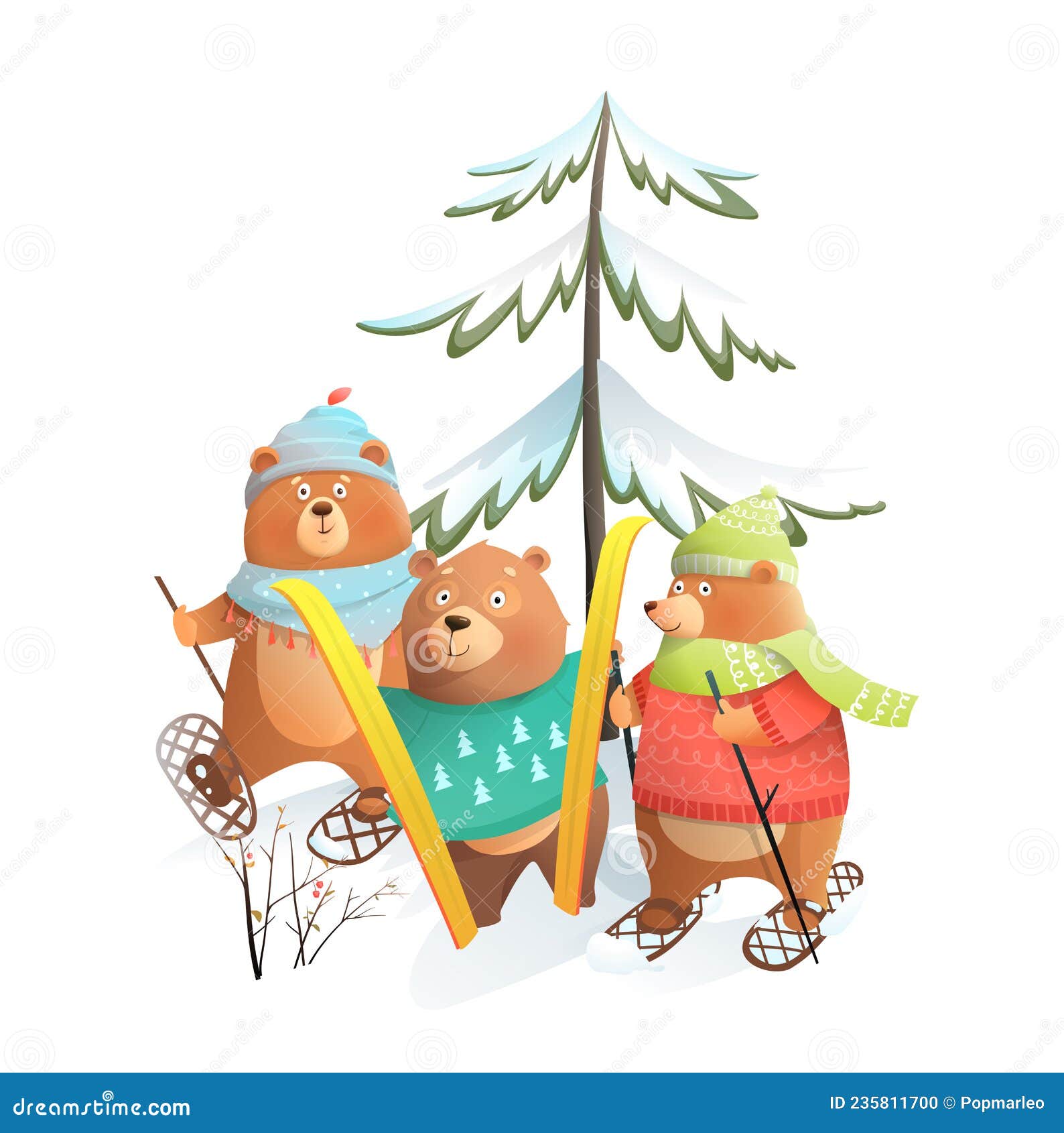 Ours Noël Ski Animaux D'hiver Pour Enfants Illustration de Vecteur -  Illustration du pépinière, adorable: 235811700