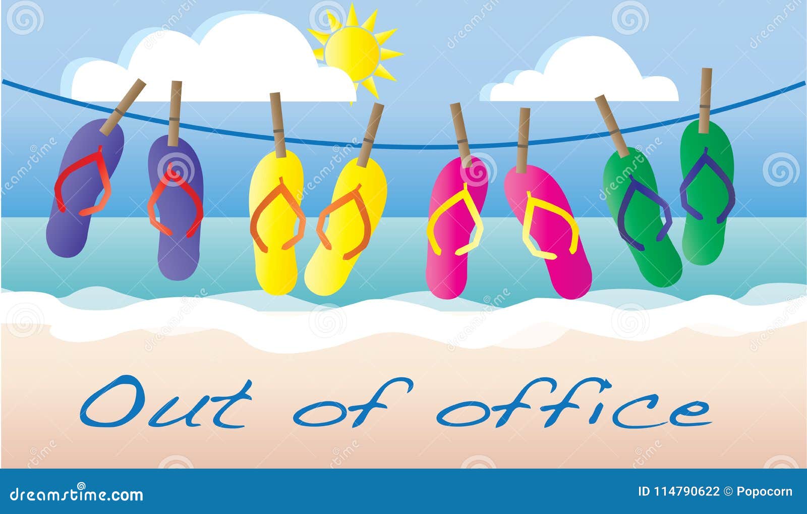 Out of Office Summer Vacation Beach Header Stock Illustration