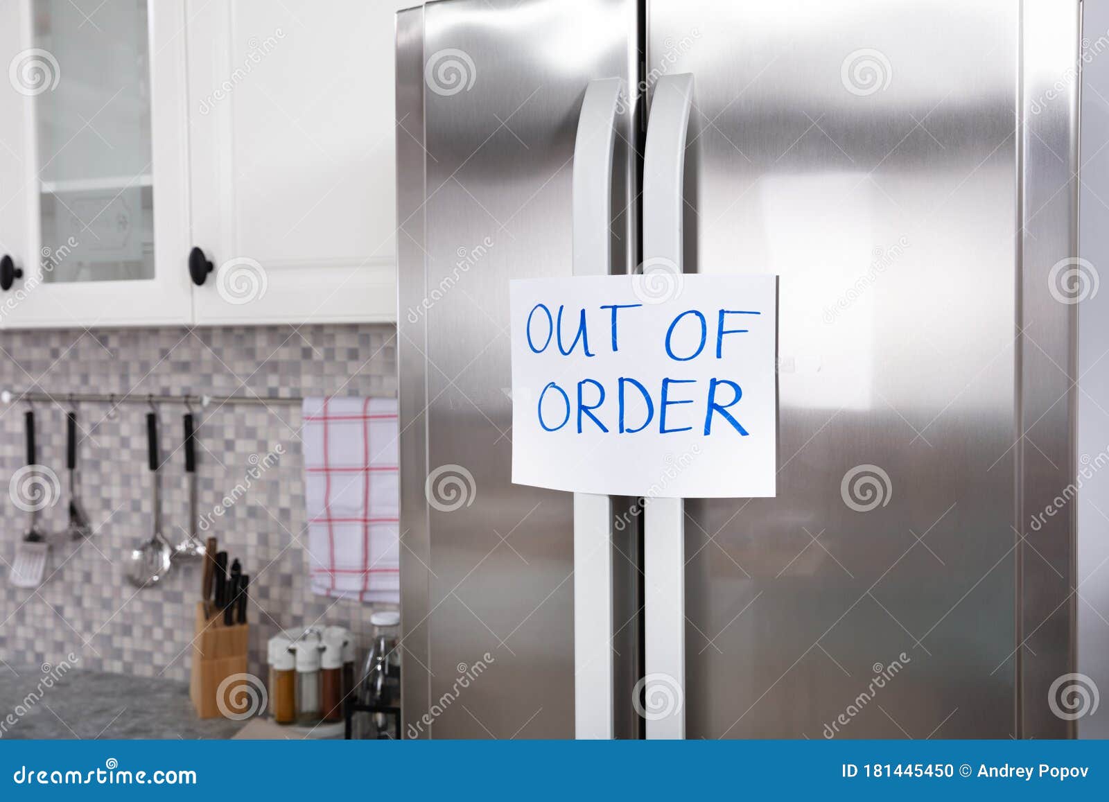 out of order text stuck on refrigerator
