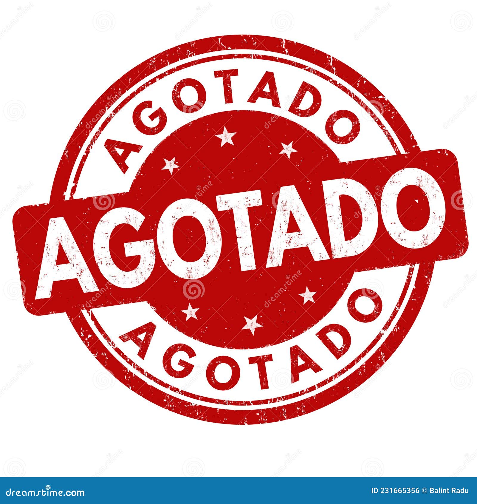 out of stock  agotado - in spanish language  grunge rubber stamp