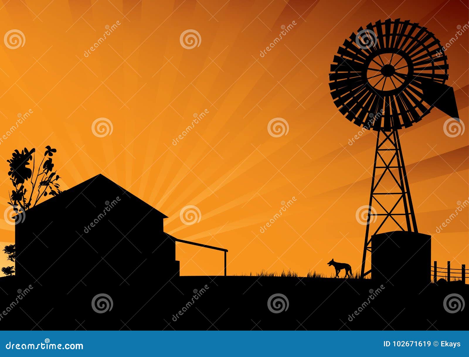 outback australia silhouette of windmill