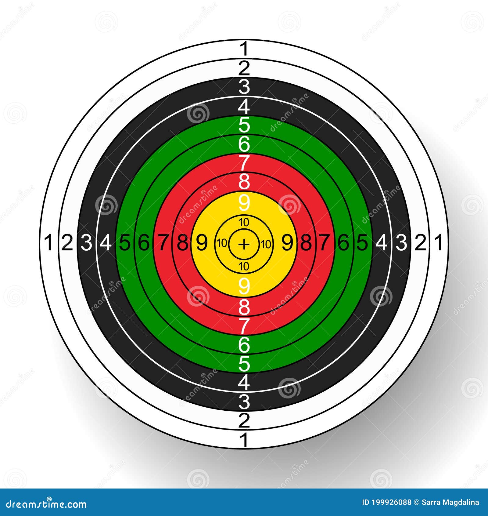 Outdoor Archery Target in Colors - Yellow, Red, Green, Black and