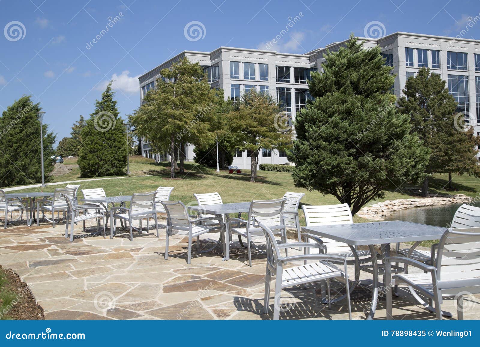 Outdoor Architecture Tables And Chairs Stock Image Image Of