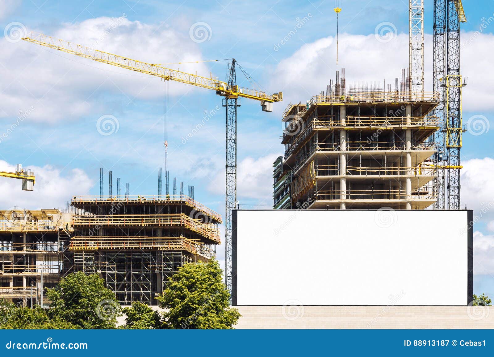 Outdoor Billboard at Construction Site Stock Image Image of