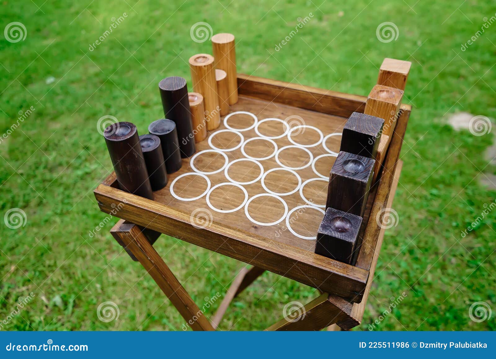 Outdoor Board Game on a Wooden Board Stock Photo Image of background