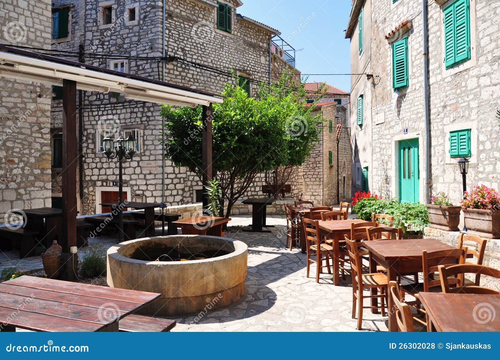Outdoor cafe  croatia  stock photo Image of blue 