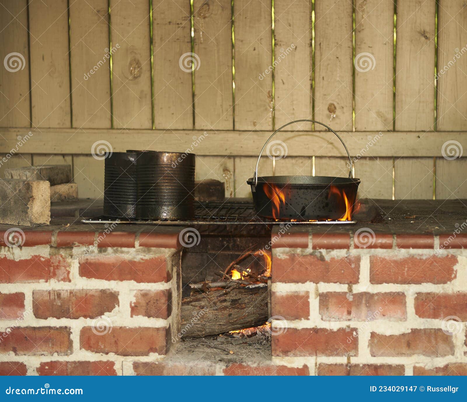 Outdoor Cooking on Fire Place Stock Image Image of heat, flame 234029147