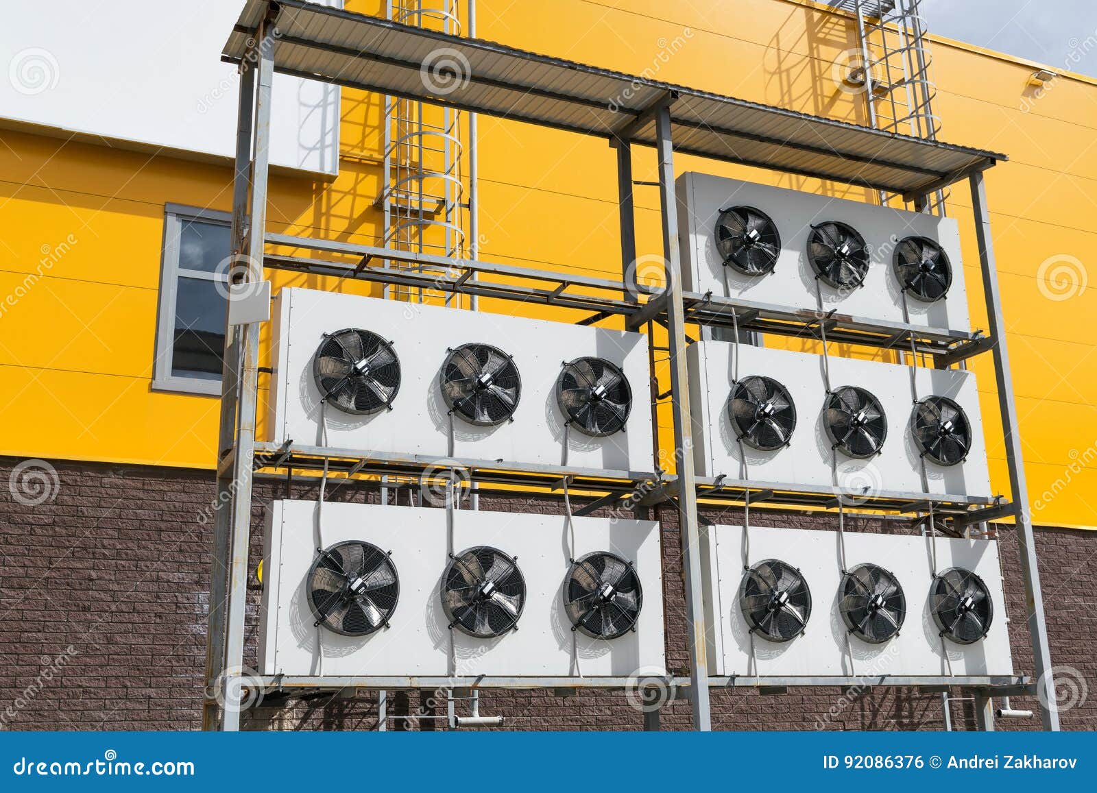 Outdoor Fans for Air Conditioning and Ventilation. Stock Photo Image