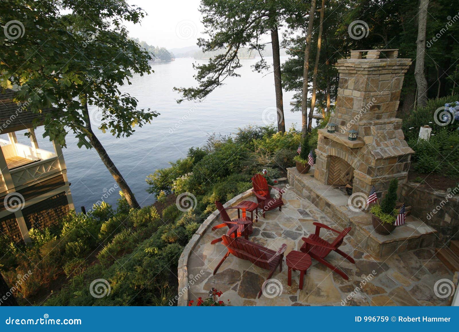 Outdoor Fireplace And Patio Stock Image Image Of Morning Grout