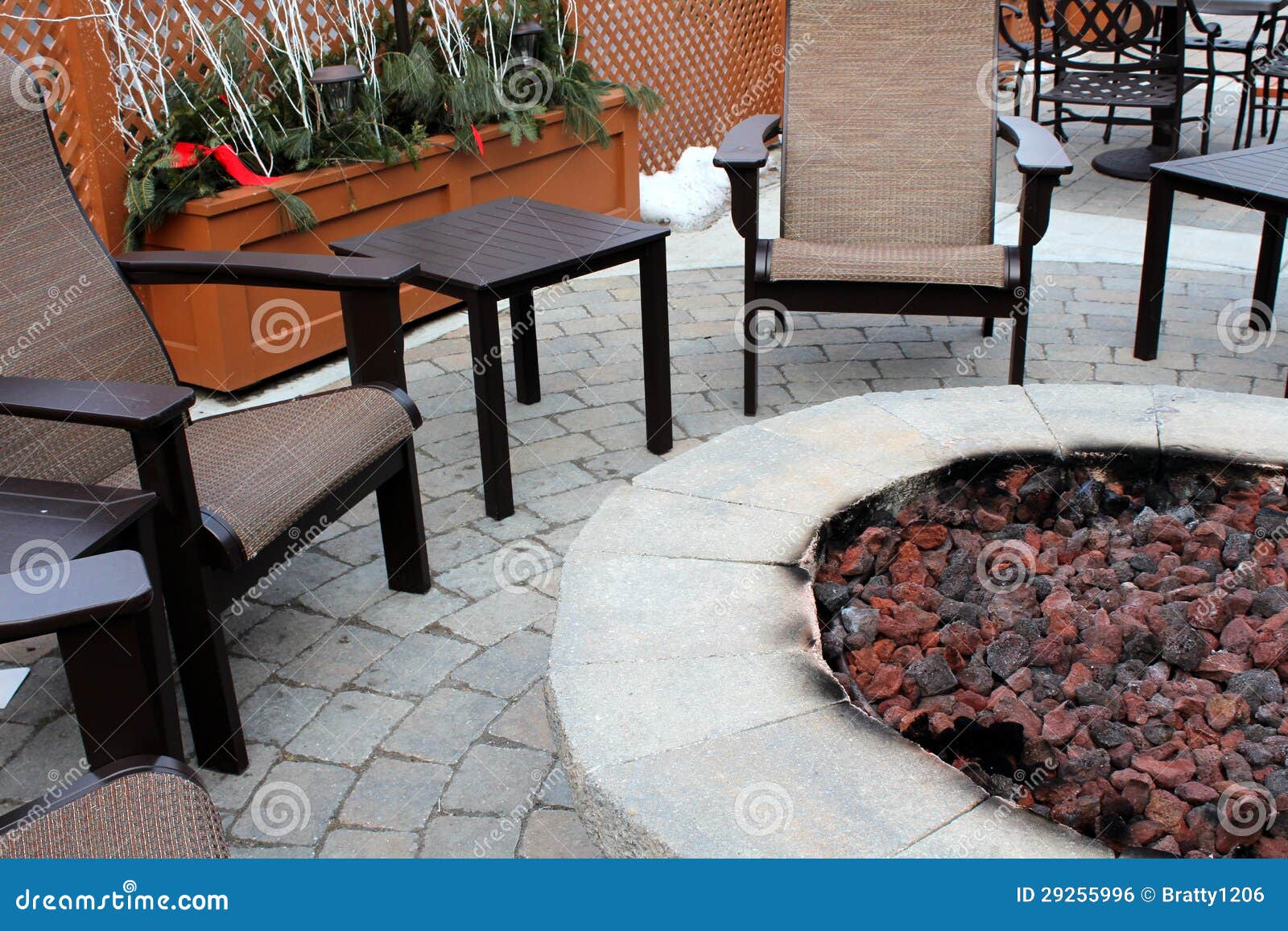 Outdoor Furniture and Fire Pit. Stock Photo Image of warmth, pattern