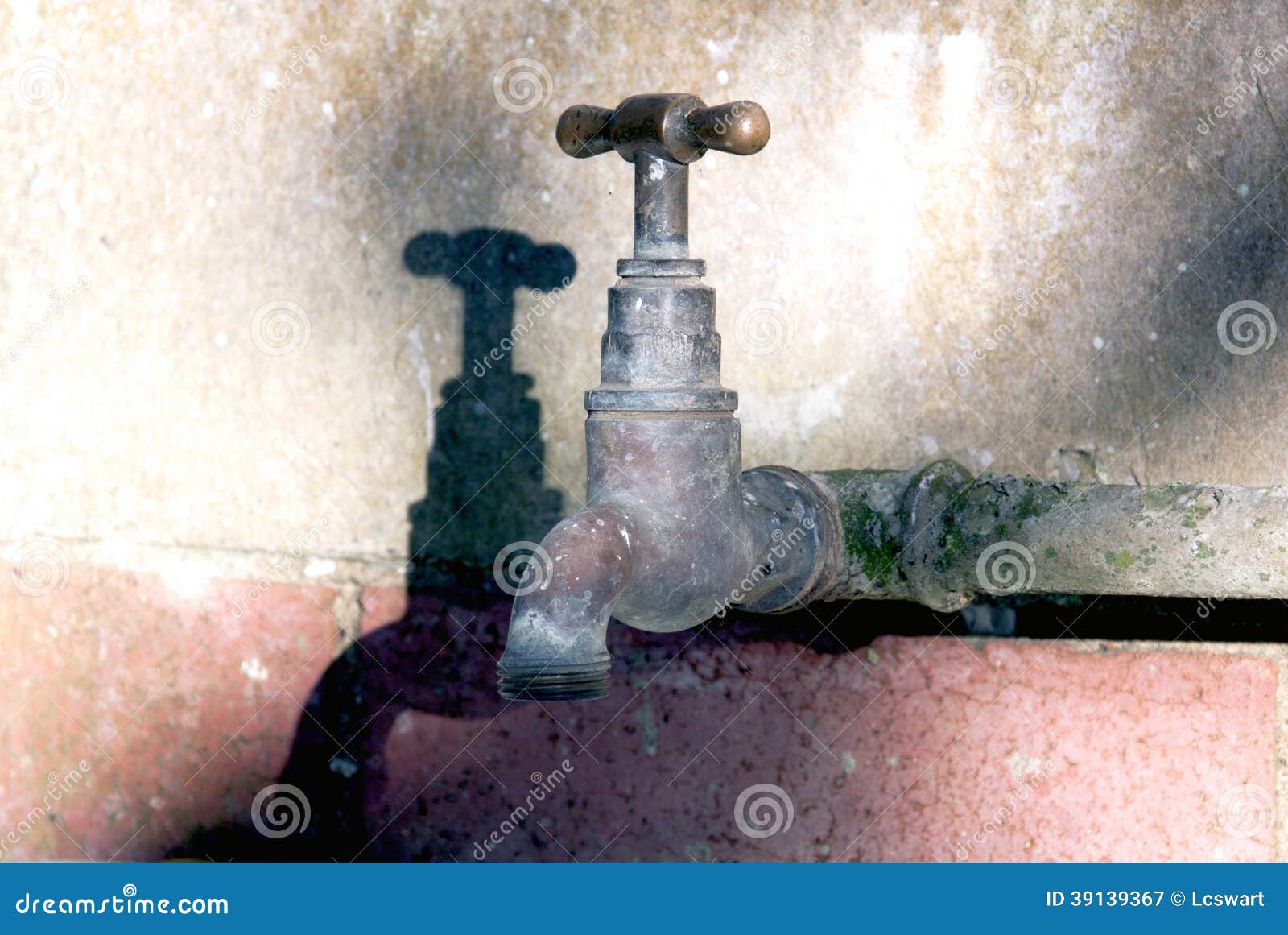 Outdoor Garden Tap Mounted on Brick Wall Stock Image Image of leaking