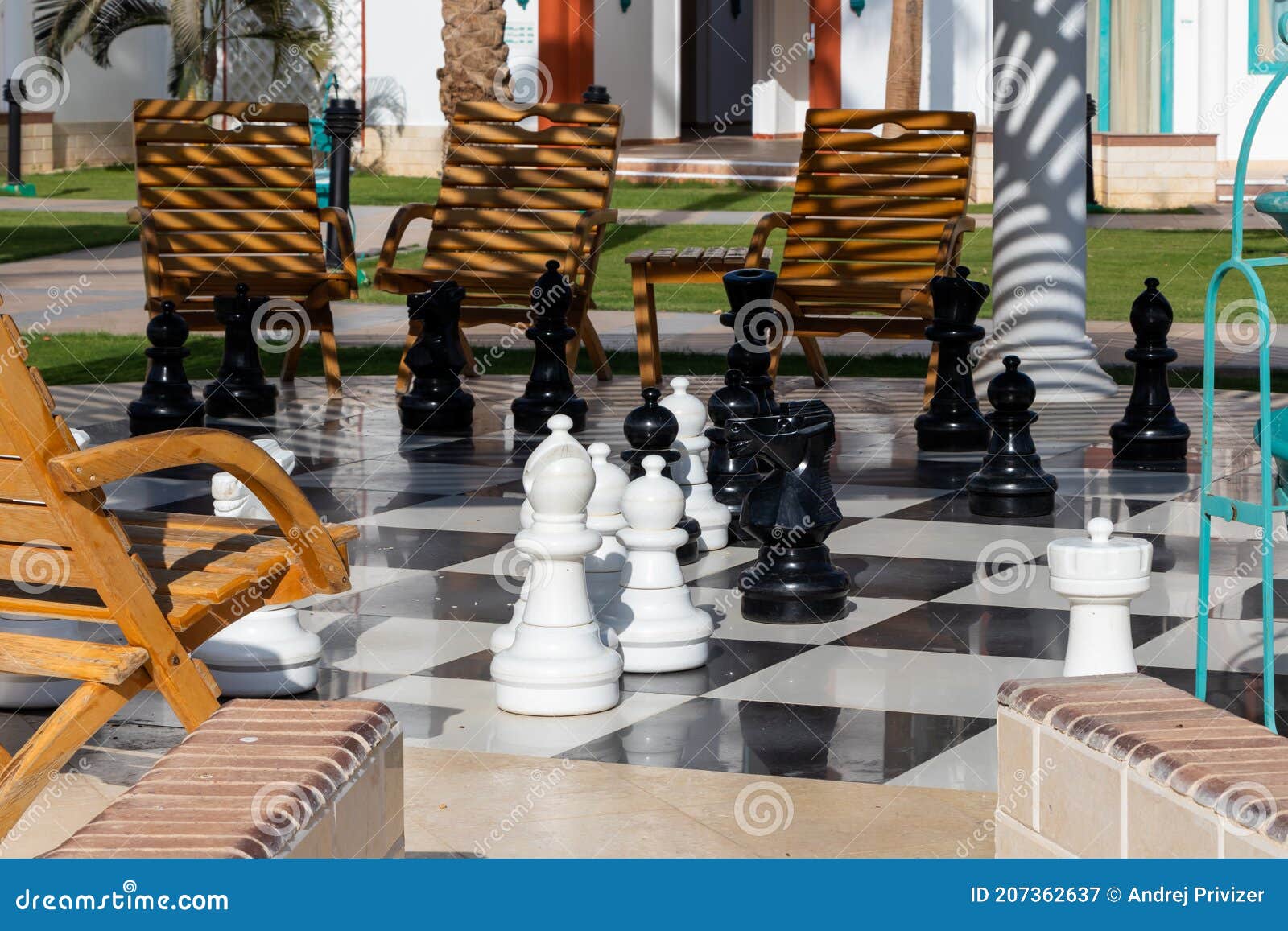 Girl and Big Chess in Hotel Egypt Stock Image - Image of blond, learn:  58699831