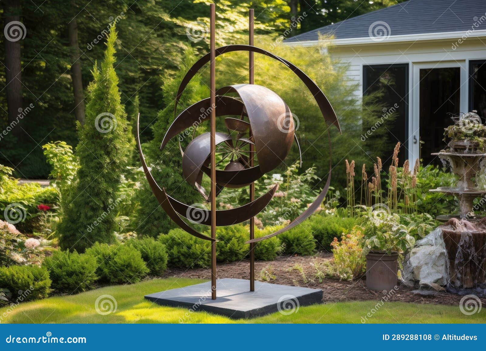 Outdoor Sculpture in Garden Setting Stock Photo Image of