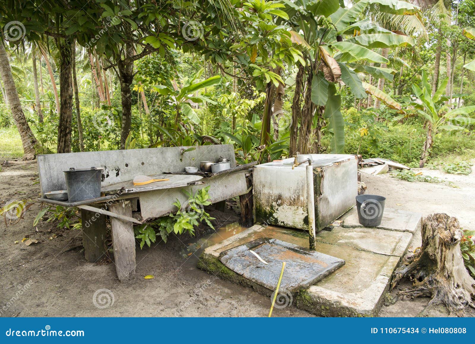 Very Simple Outdoor Kitchen At The Edge Of Rainforest