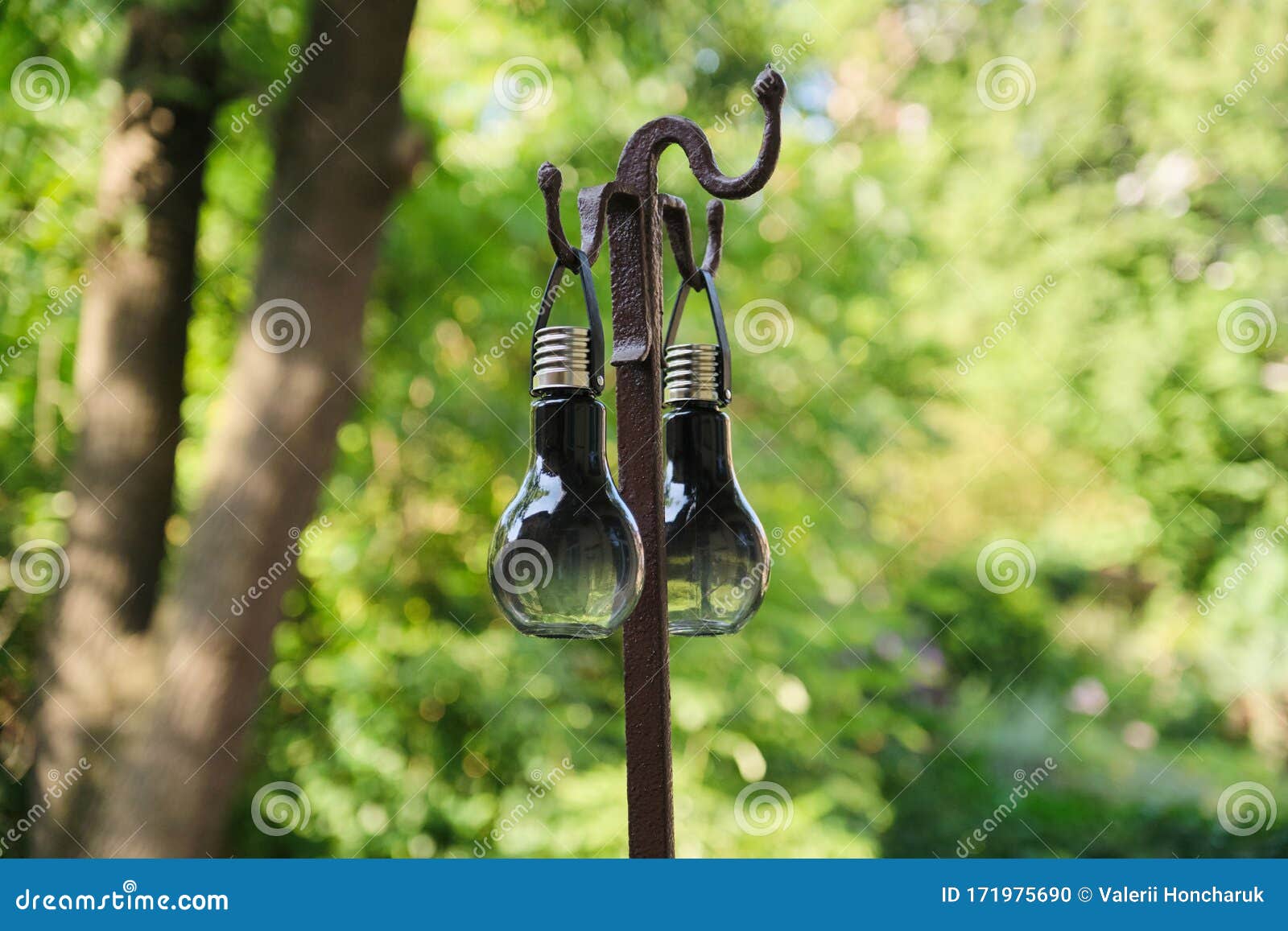 Outdoor Lanterns, Gray Decorative Garden Light Bulbs Wirelessly Stock