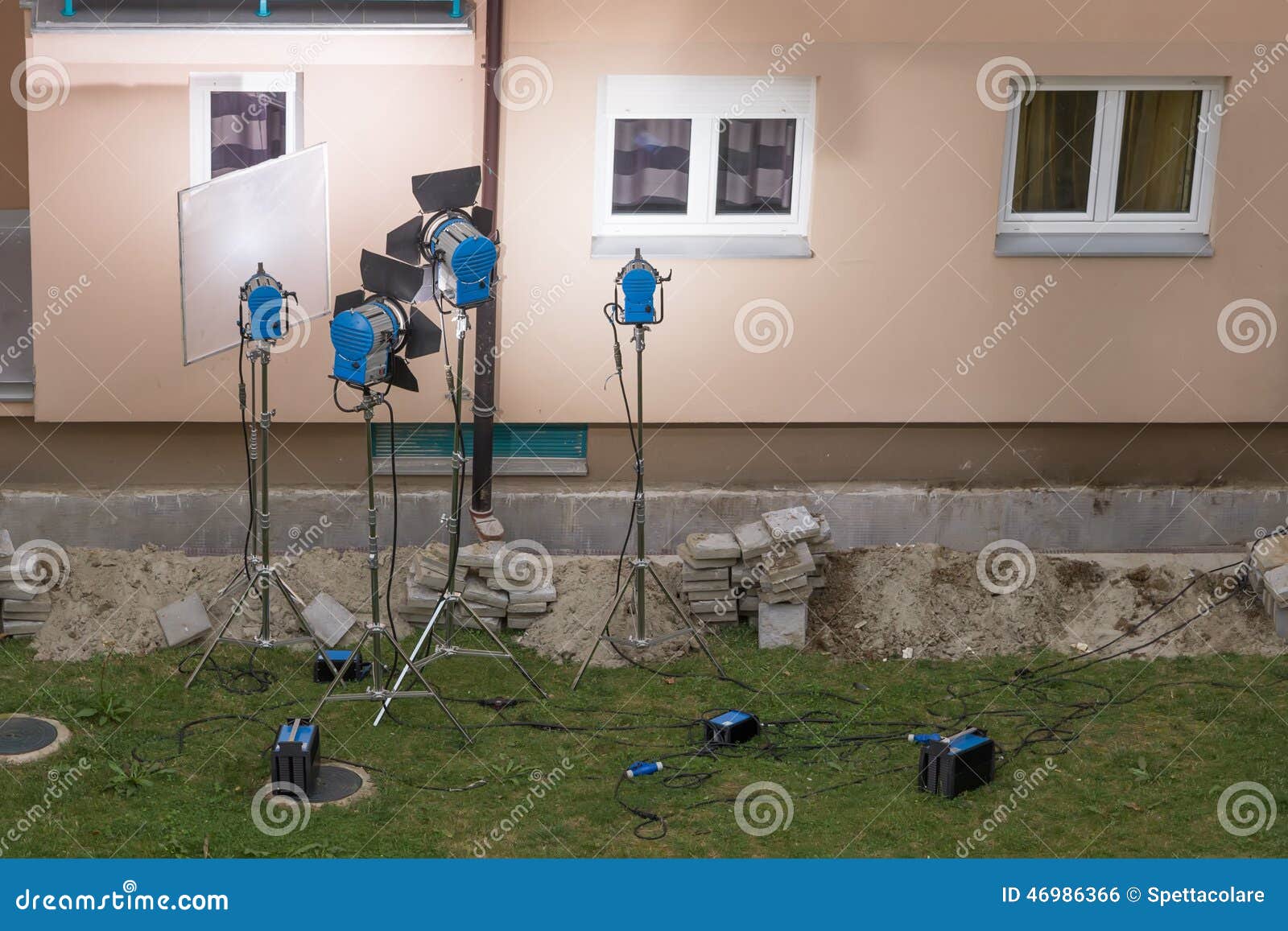 Outdoor Light Setup for Filming Stock Photo Image of cinema, setting
