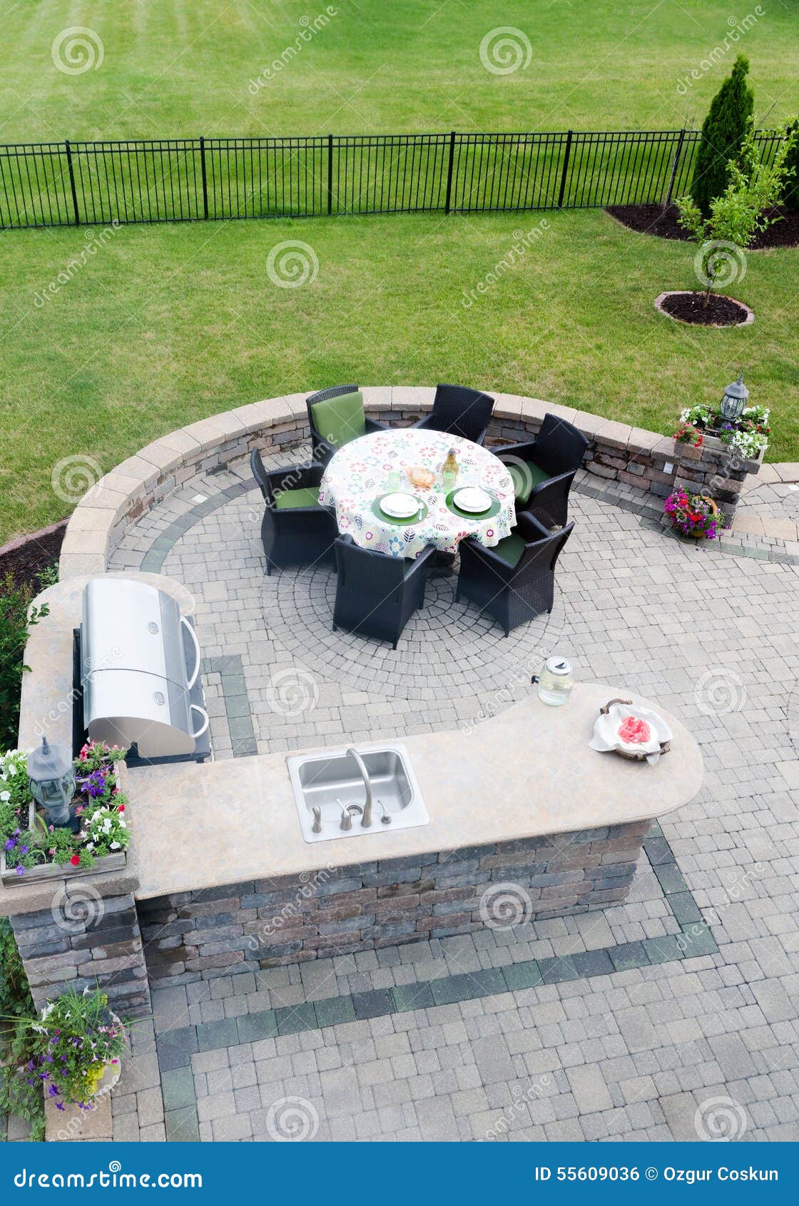 outdoor living area on an open-air patio