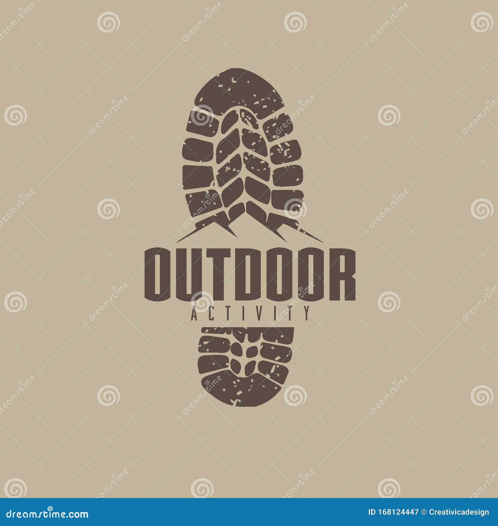 outdoor logo idea with boot track and mountain