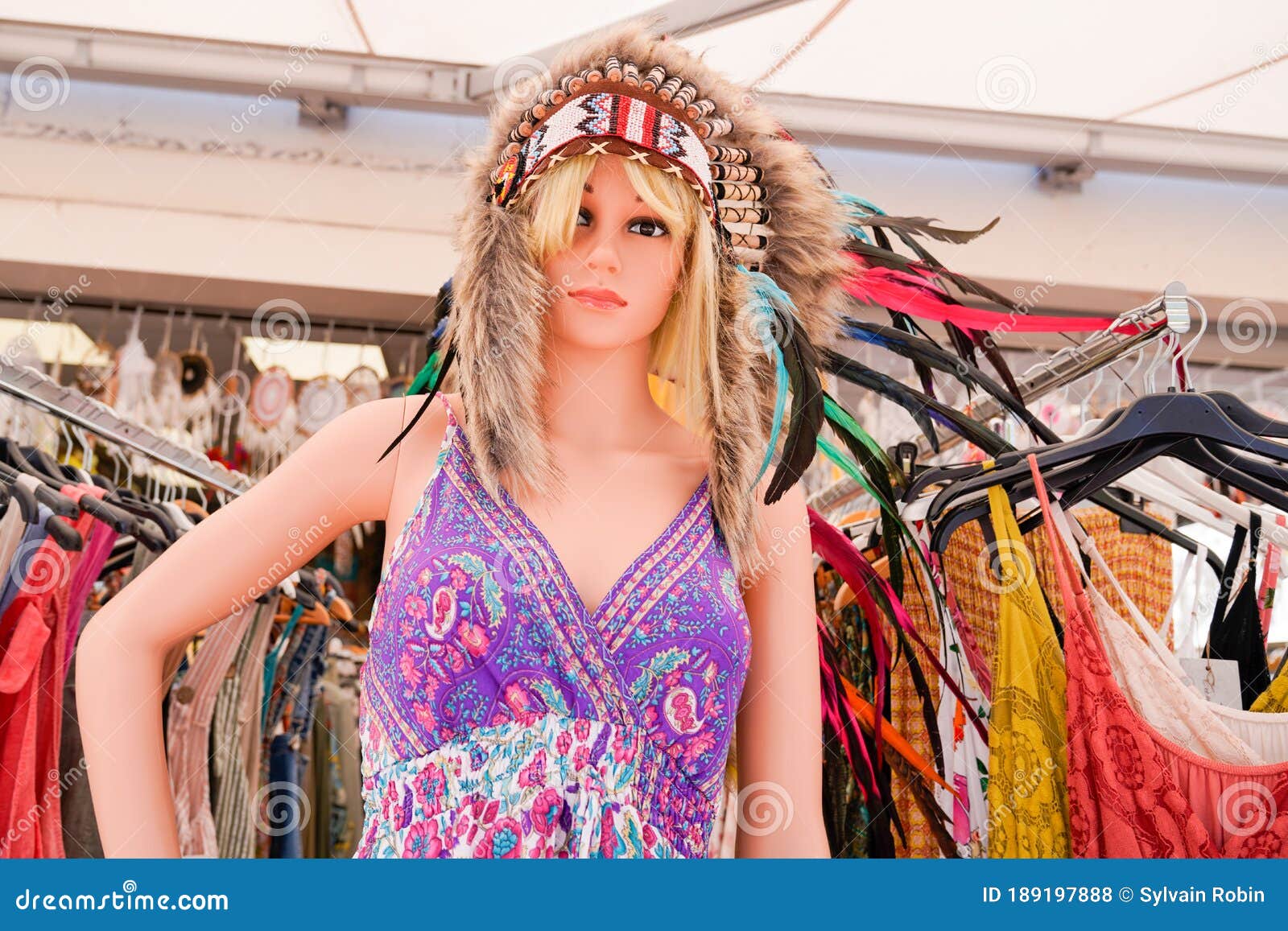 Outdoor Market with Stand of Clothes Stock Photo Image of fabric, clothing 189197888