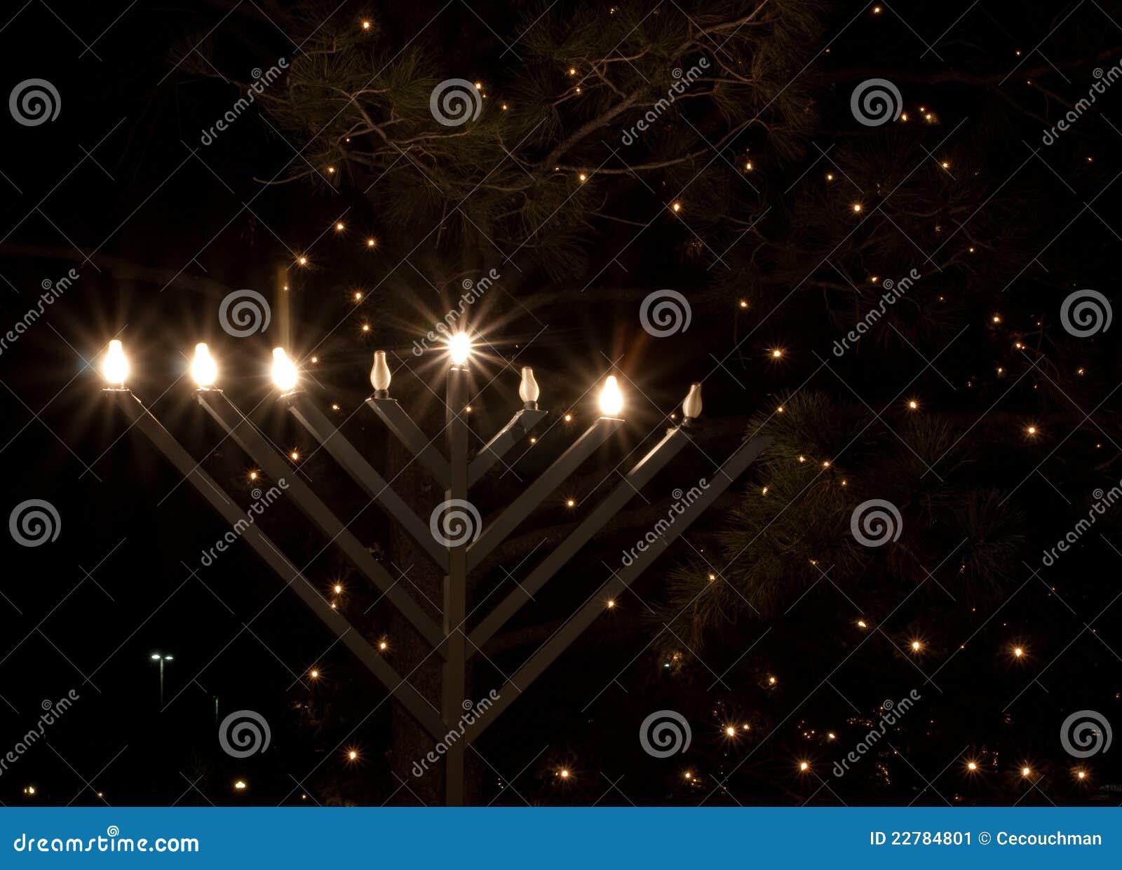 Outdoor Menorah stock image. Image of lights, dark, holiday 22784801