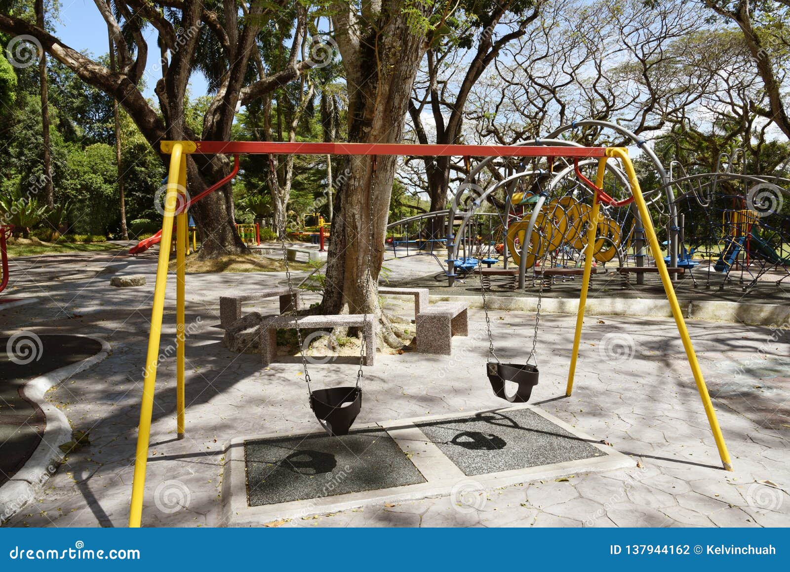 Swing Set stock photo. Image of swings, swing, wooden 137944162