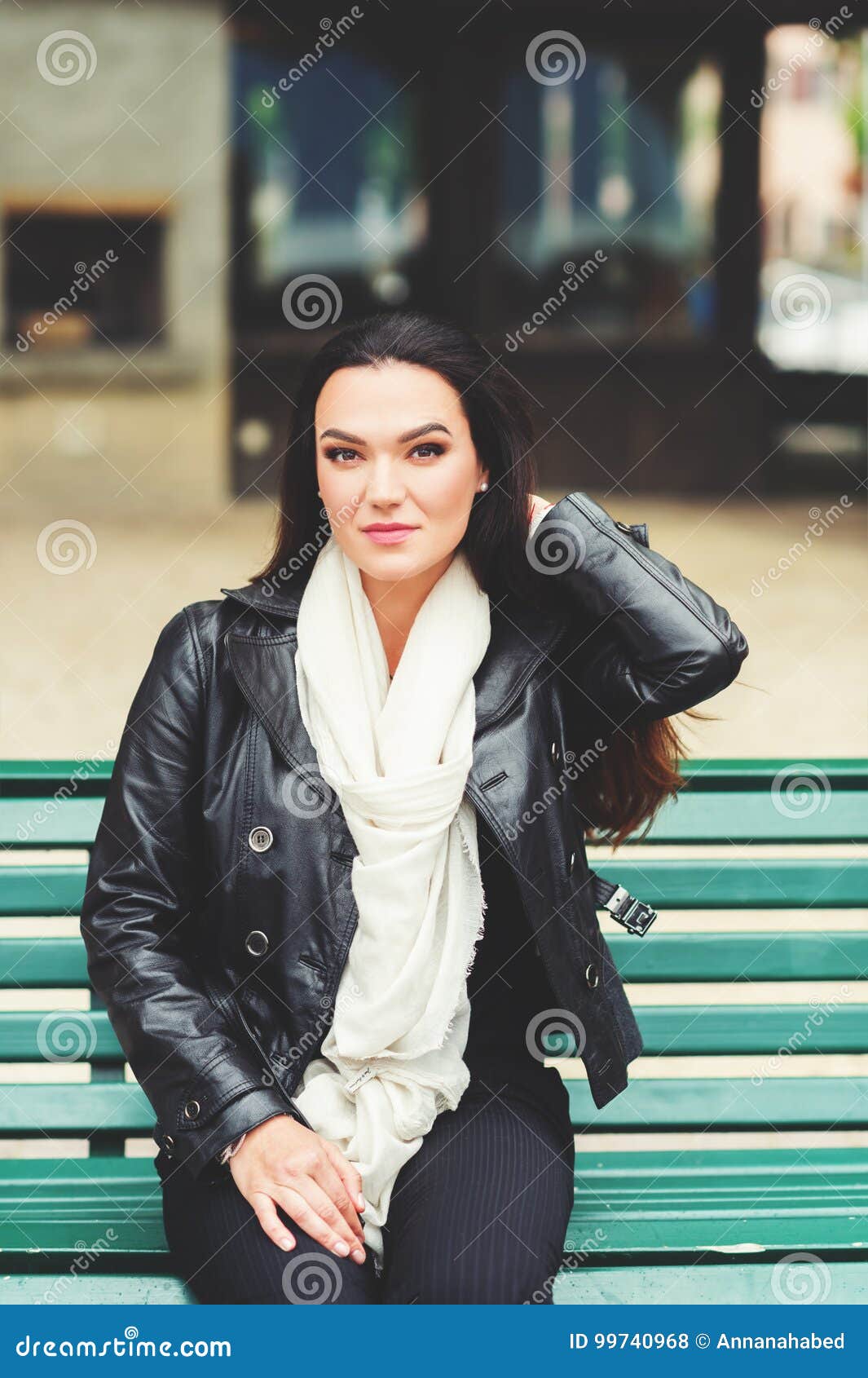 Outdoor Portrait of Beautiful Brunette Woman Stock Photo - Image of ...