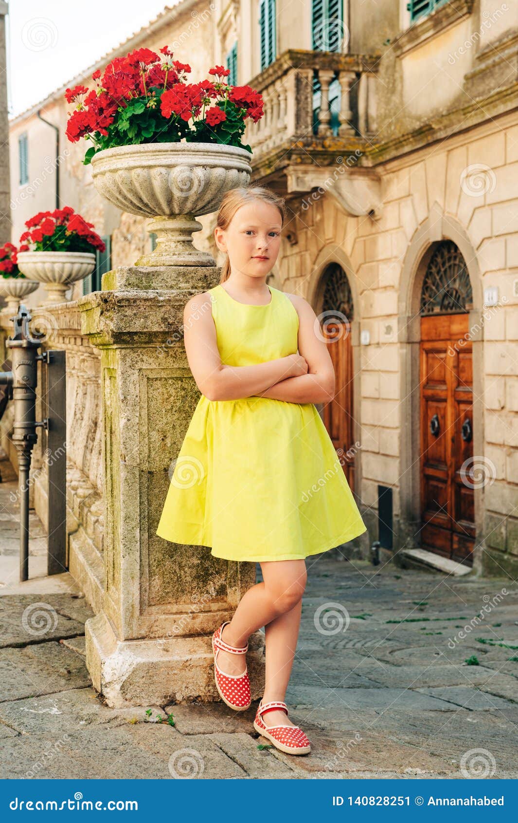 Outdoor Portrait of a Cute Little Girl of 8 Years Old Stock Image