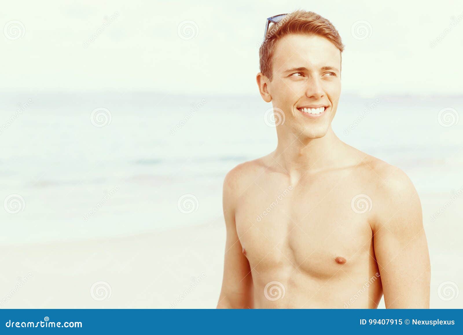 Handsome Man Posing at Beach Stock Image - Image of forward, beach ...