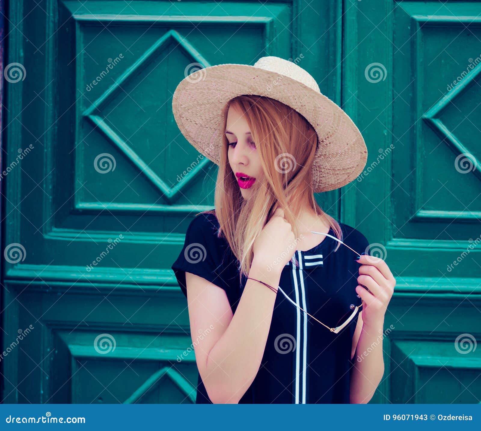 Outdoor Portrait of Model Woman in Fashionable Dress. Stock Image ...