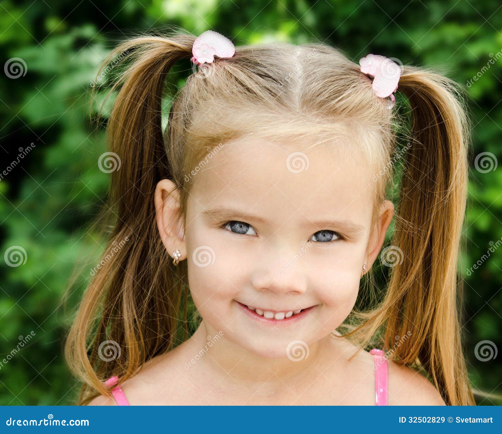 Outdoor Portrait of Smiling Little Girl Stock Image - Image of ...