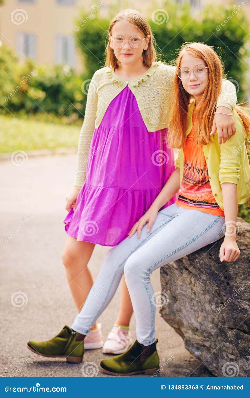 Outdoor Portrait Of Two Funny Pr
