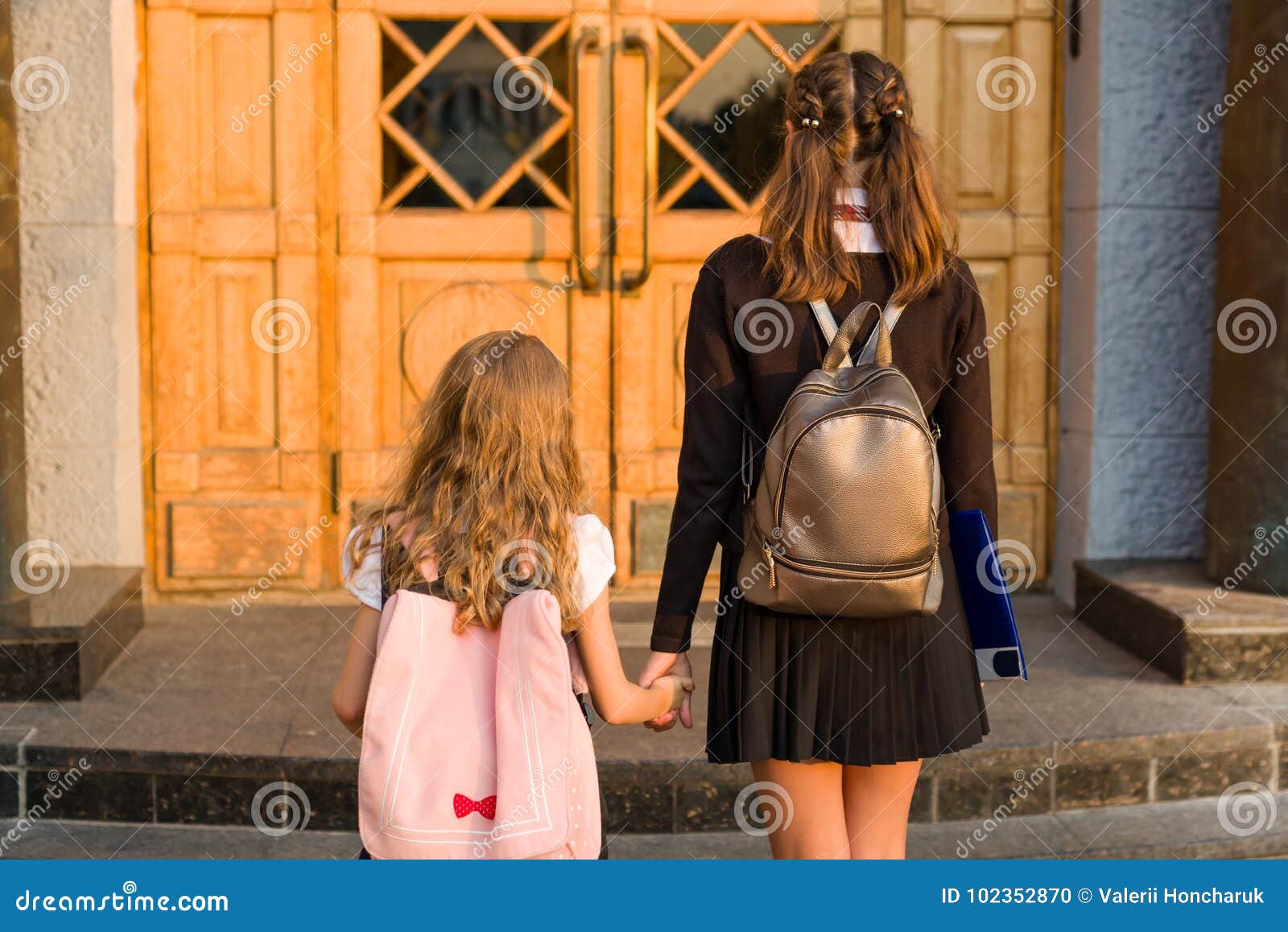 Outdoor Portrait Of Two Girls Stock Photo Image Of Education Family