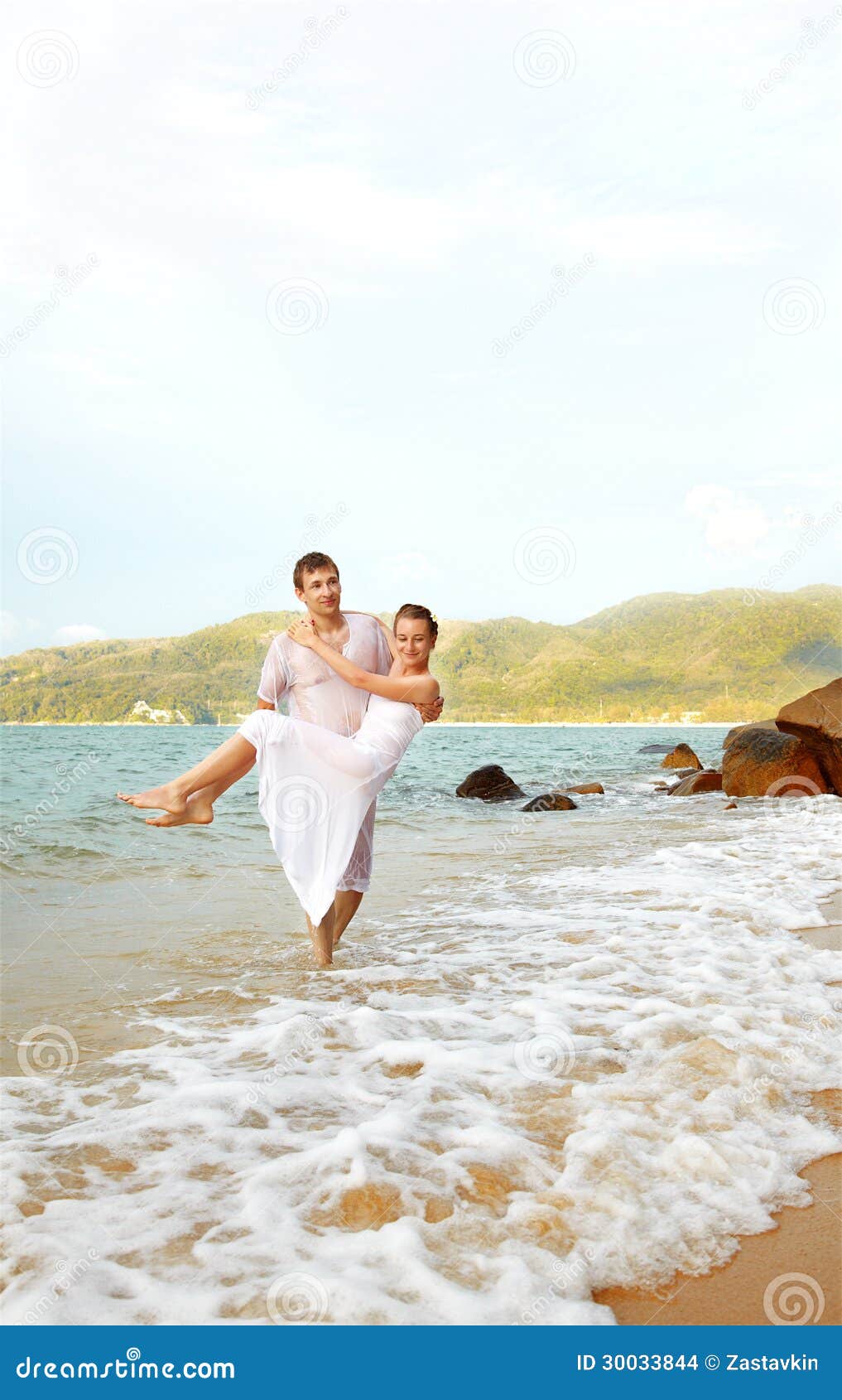 Romantic couple at beach stock photo. Image of phuket