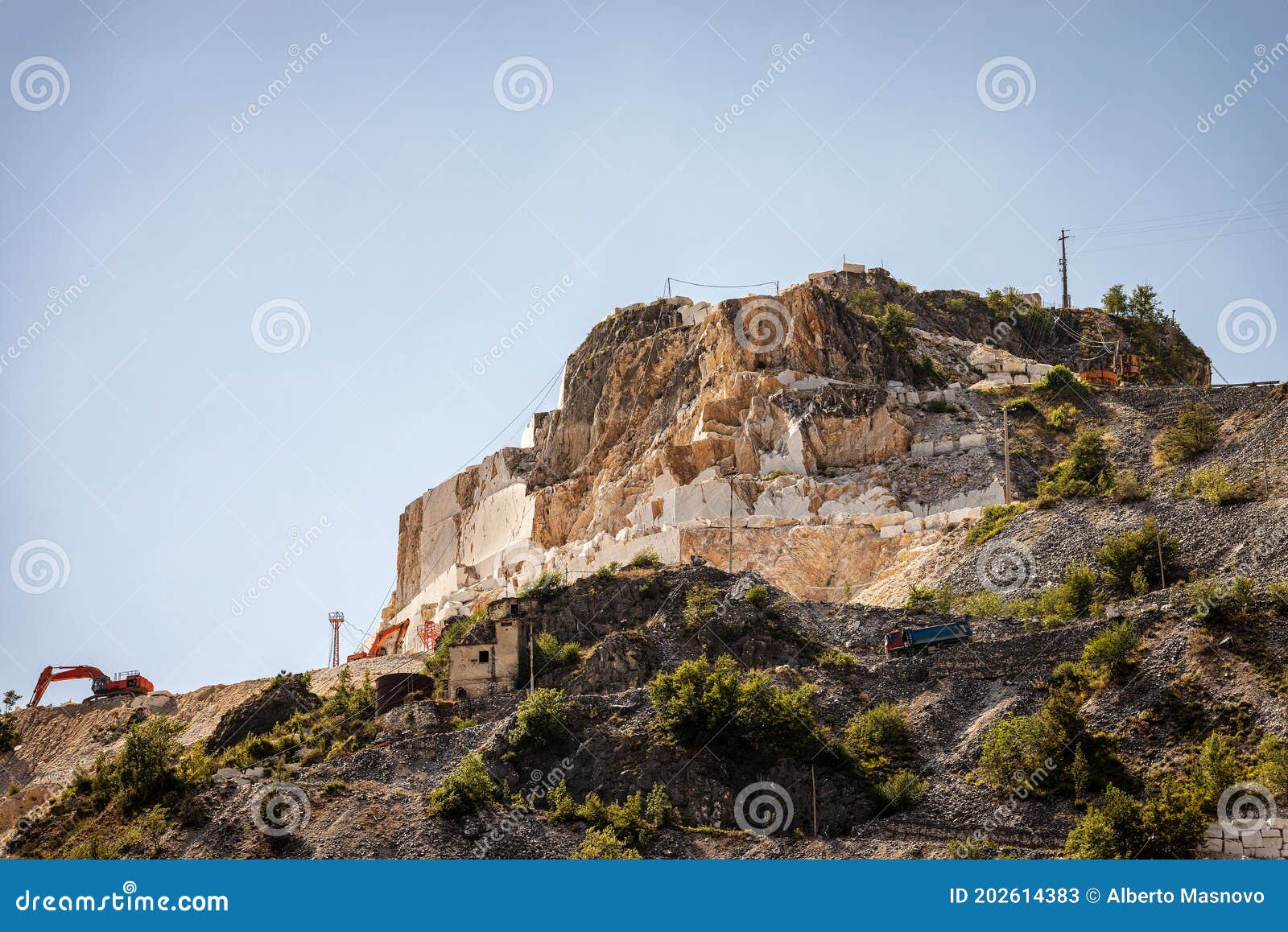 outdoor quarry of white carrara marble - alpi apuane italy